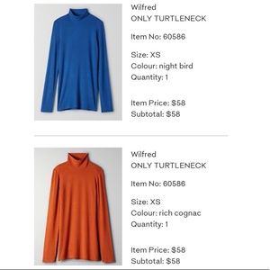 (2) Wilfred Only Turtlenecks, XS